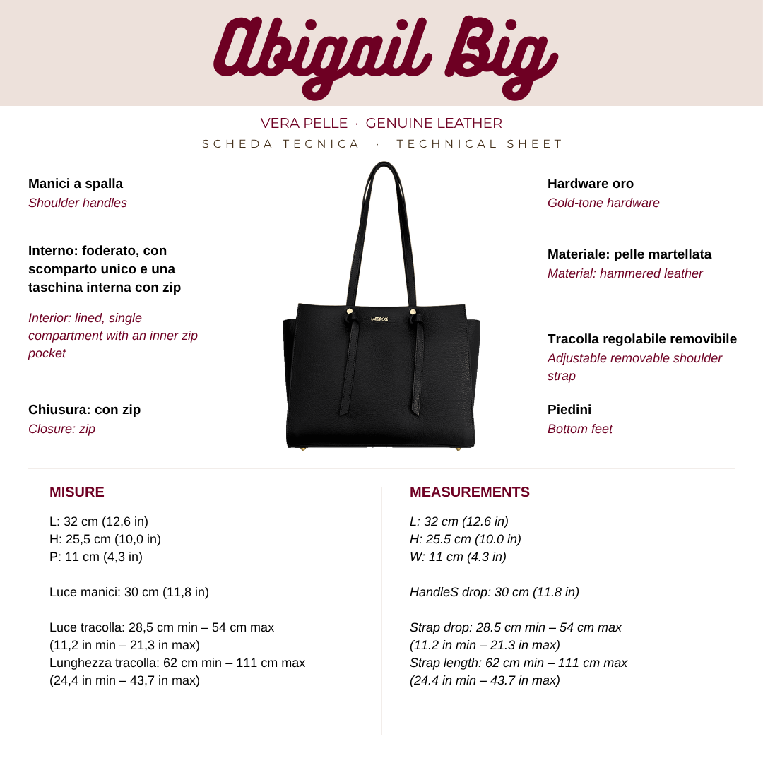 ABIGAIL BIG genuine leather handbag - BLACK GOLD