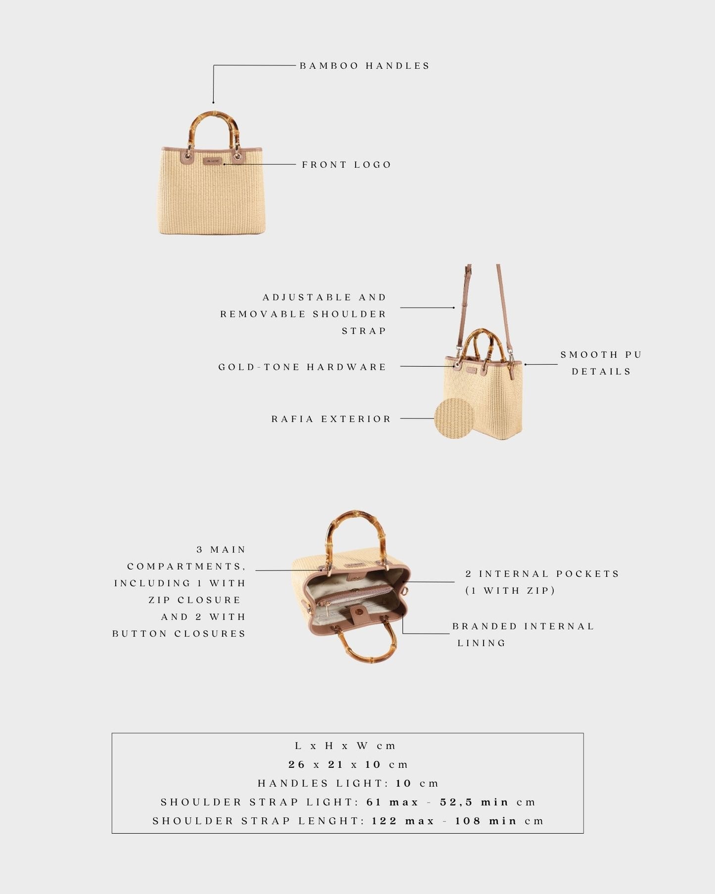 Borsa a mano MARGOT BIG BAMBOO  LE - SAND BEIGE