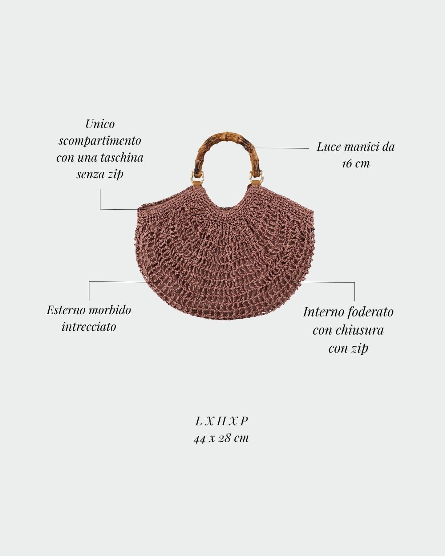 Borsa in paglia ABYSS - MAUVE