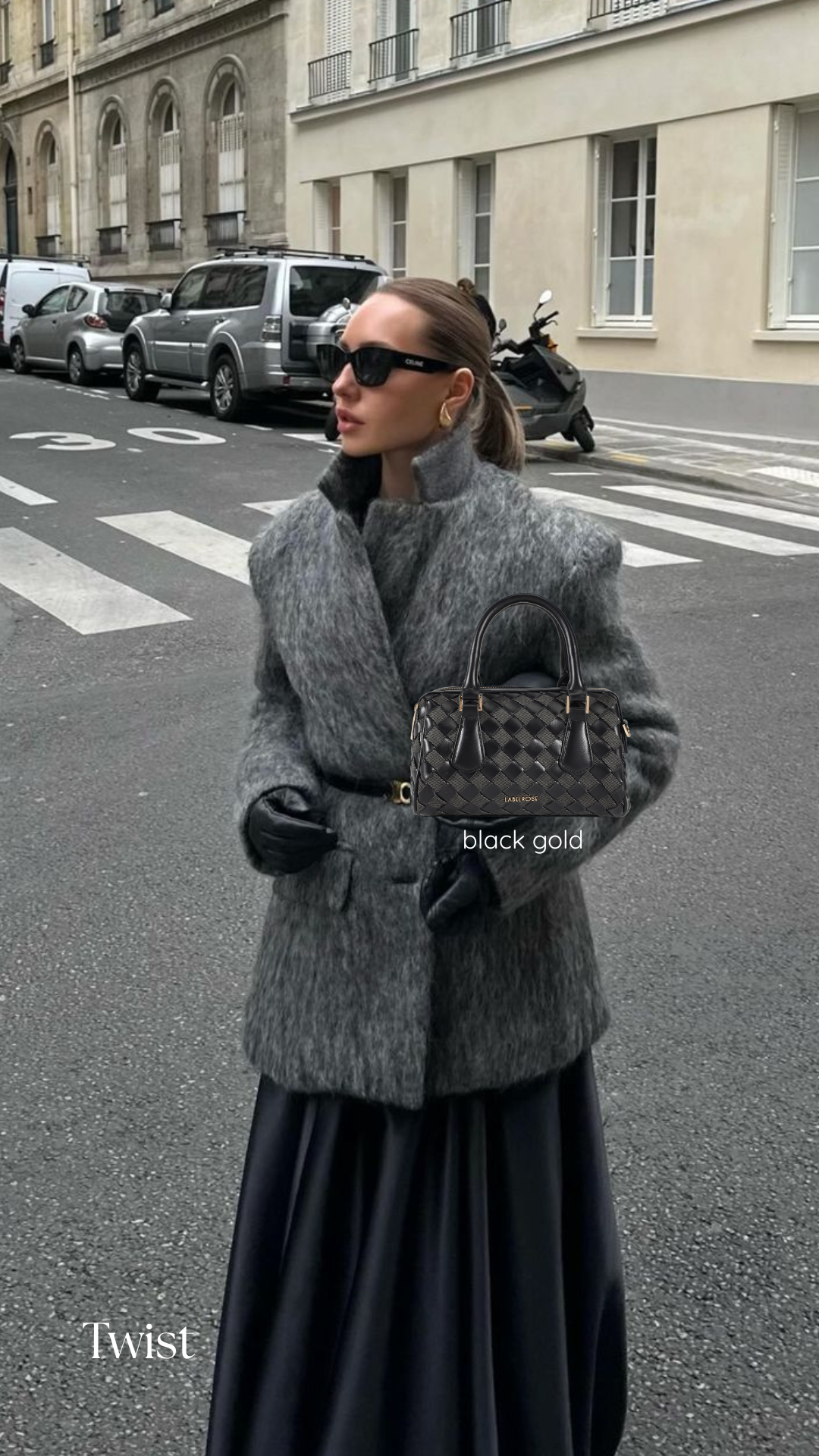 Borsa a mano TWIST- BLACK GOLD