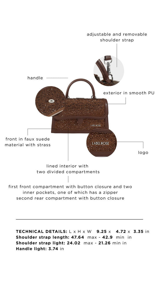 Borsa a mano PAIGE STRASS - BROWN