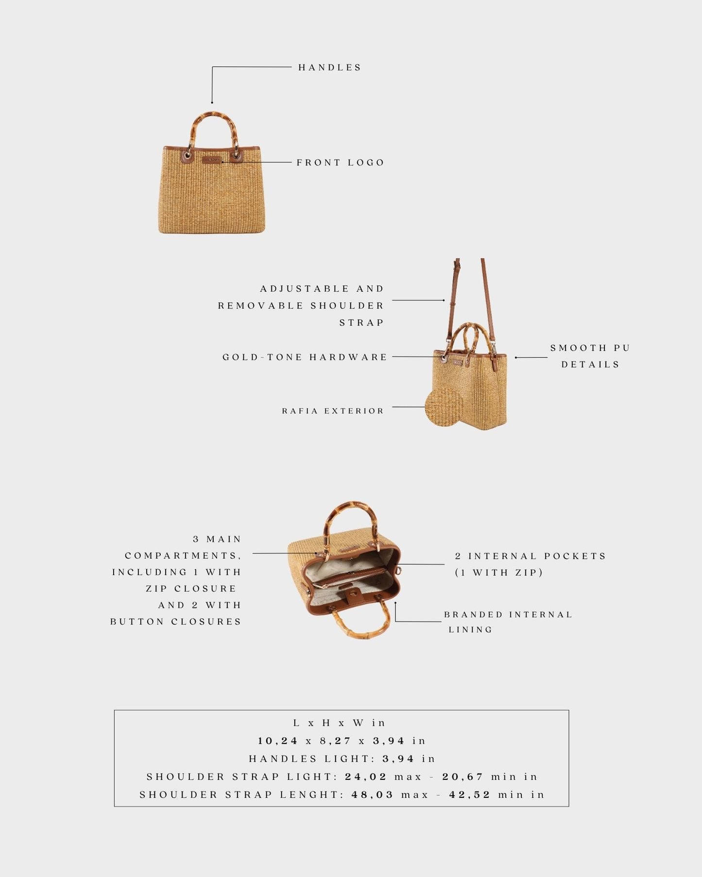 Borsa a mano MARGOT BIG BAMBOO  LE - BRUNT BROWN
