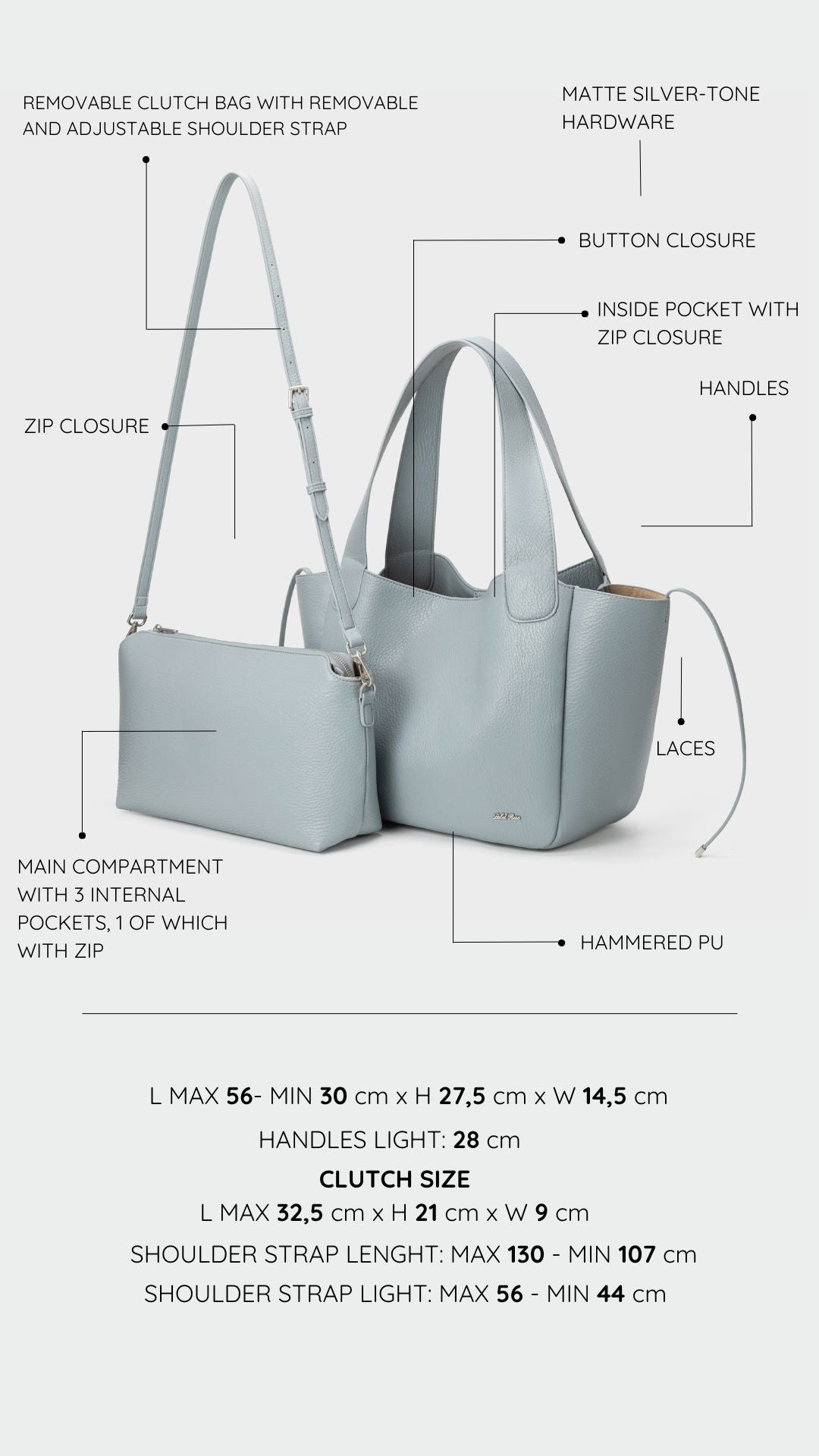 Borsa a spalla NEW MELISSA - LIGHT BLUE