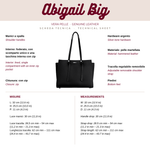 Borsa a mano ABIGAIL BIG vera pelle - BLACK SILVER