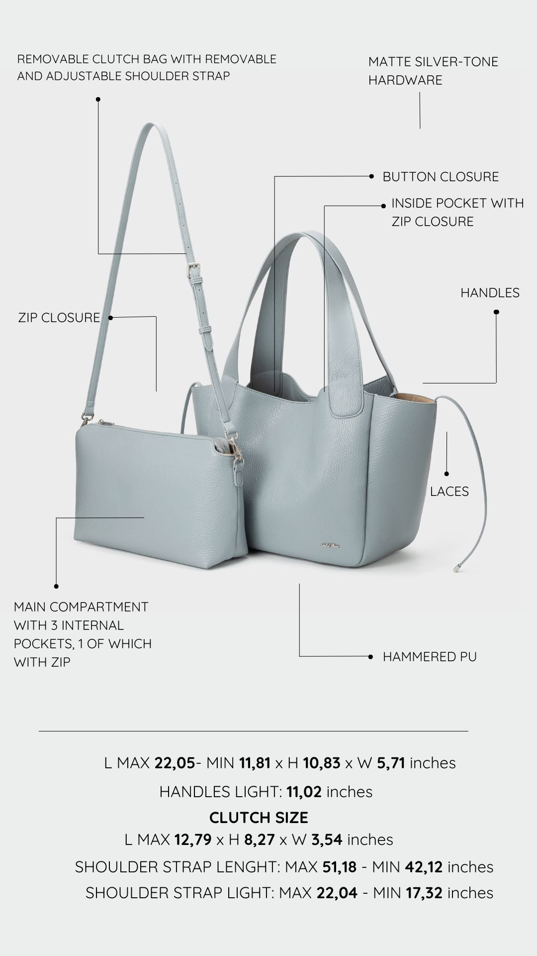 Borsa a spalla NEW MELISSA - LIGHT BLUE