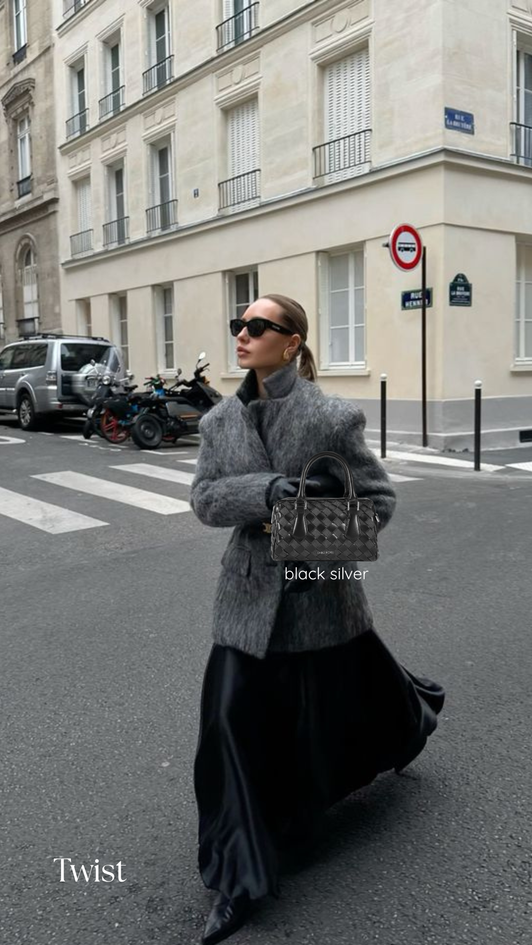 Borsa a mano TWIST- BLACK SILVER