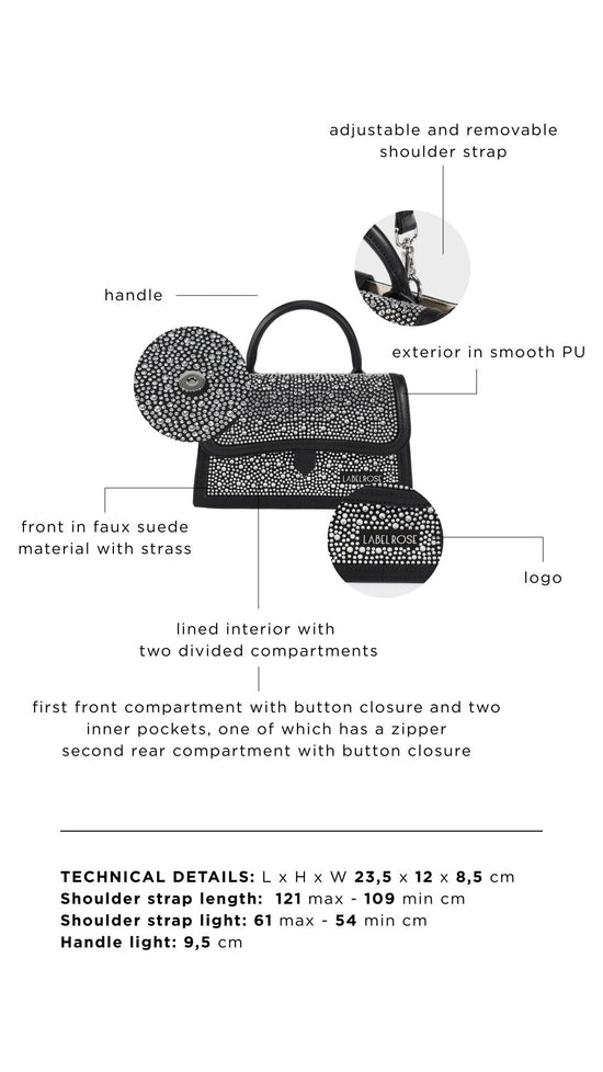 PAIGE STRASS hand bag - BLACK SILVER