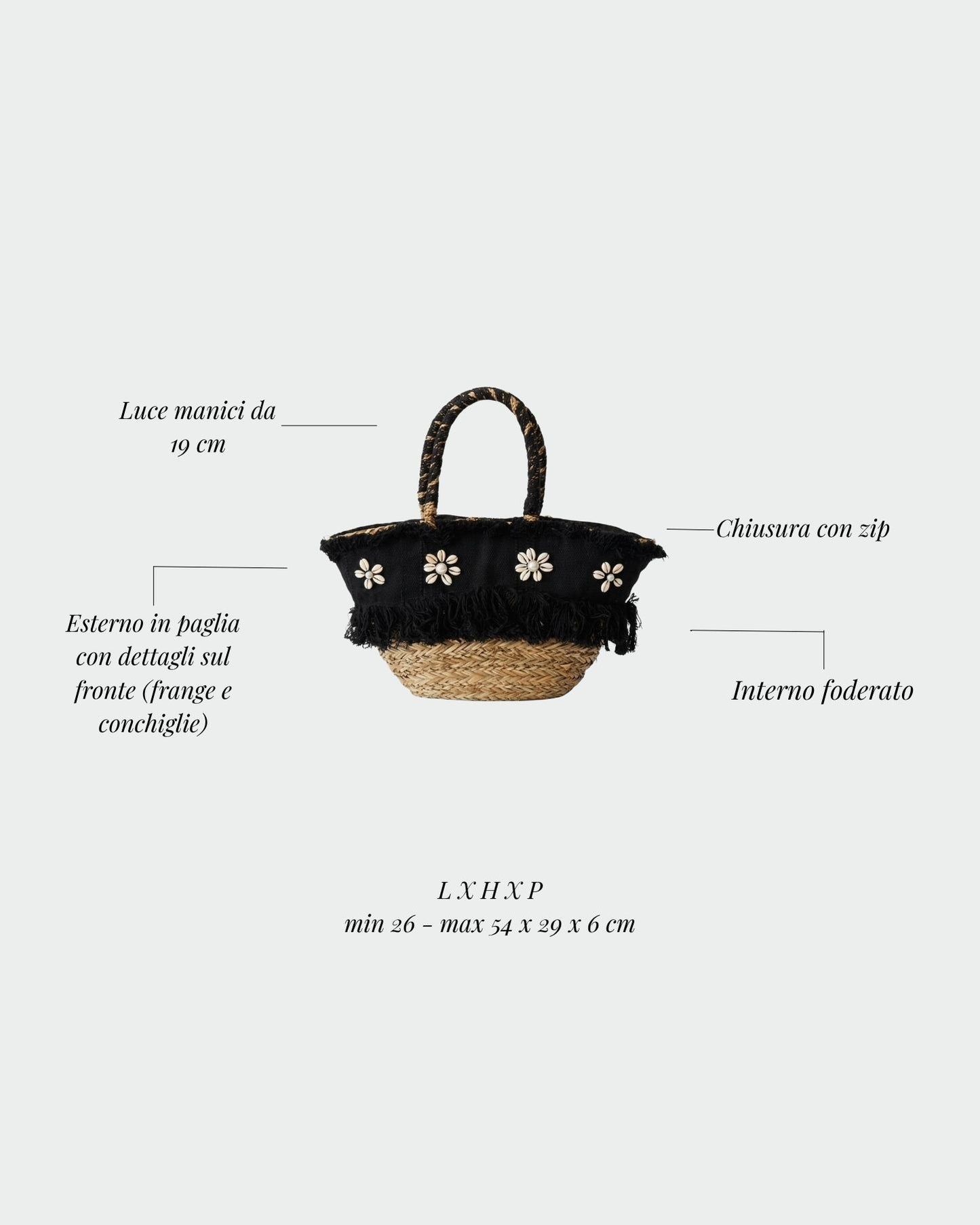 CORAL Straw Bag - BLACK