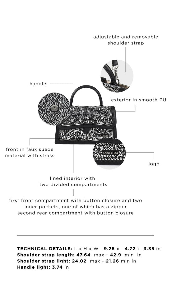 PAIGE STRASS hand bag - BLACK SILVER