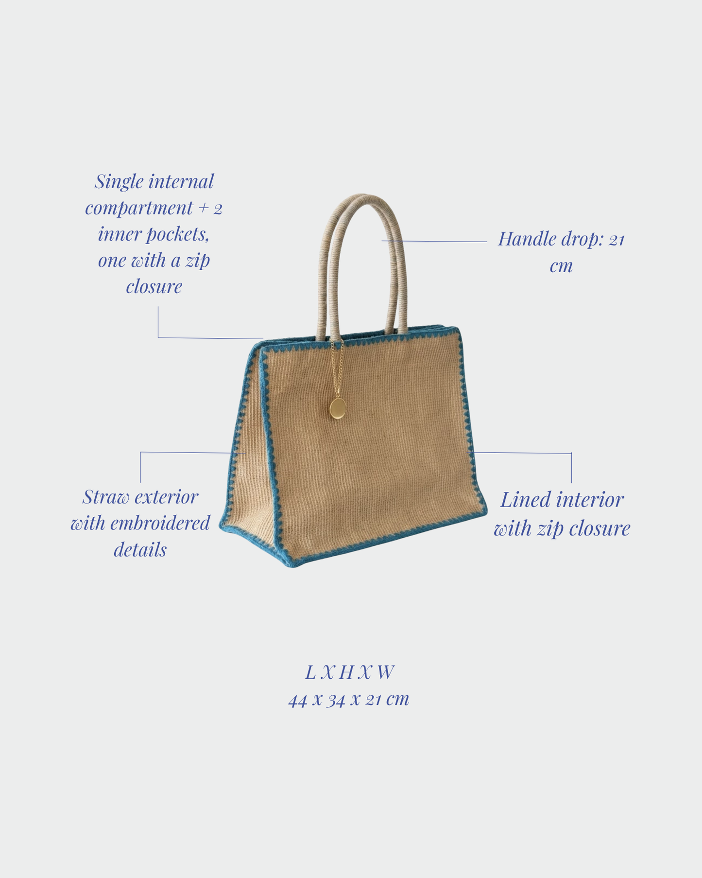Azure straw bag - TURQUOISE