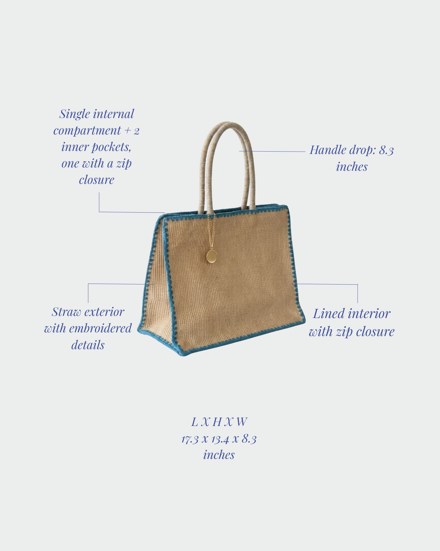 Azure straw bag - TURQUOISE