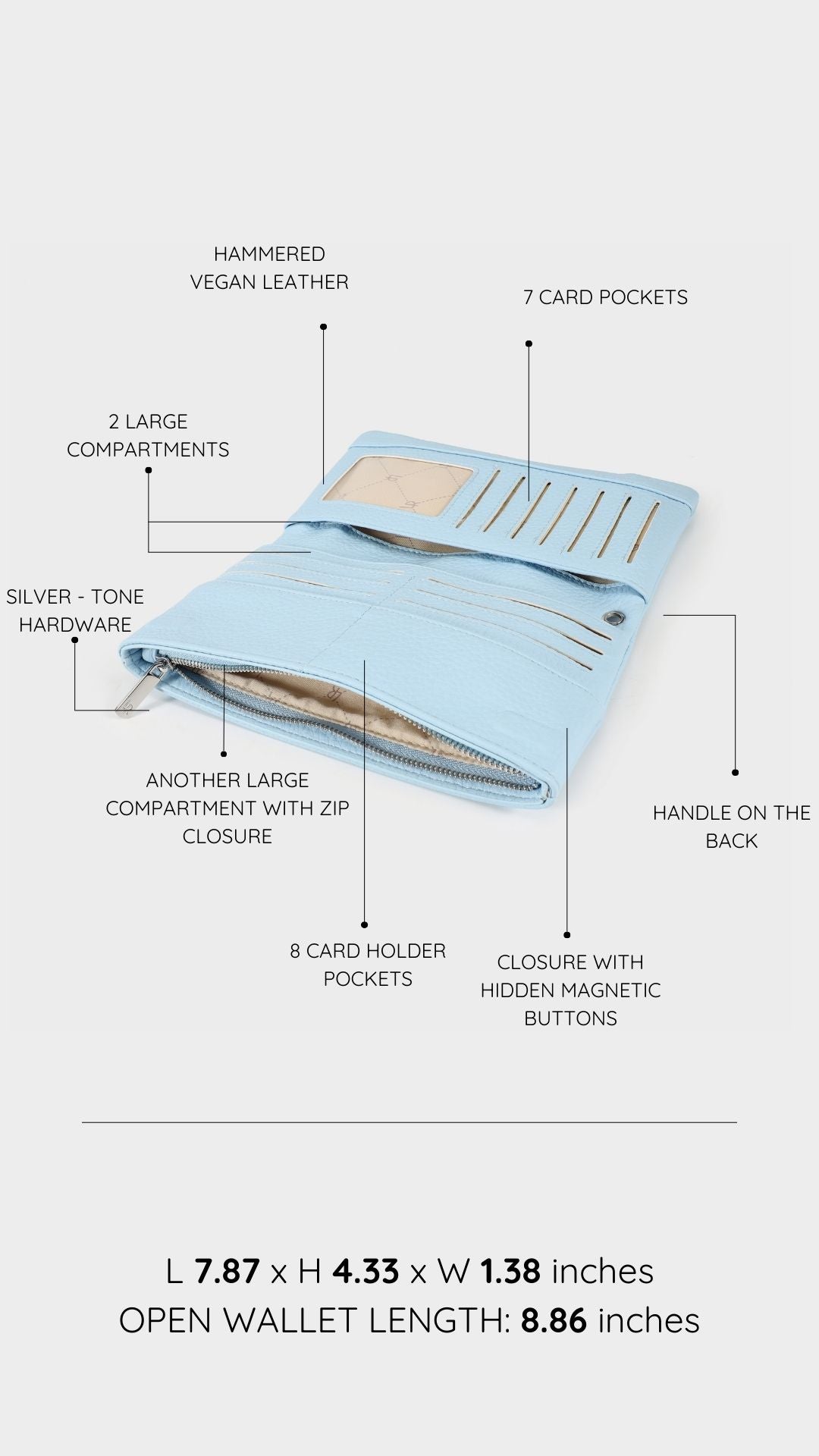 Portafoglio ELLEN WALLET BIG - BABY BLUE