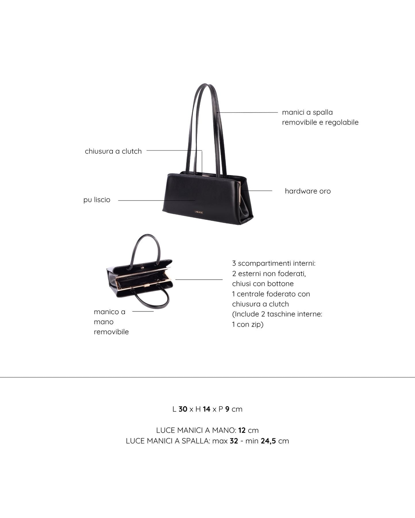 Borsa a mano PEARL- BLACK GOLD