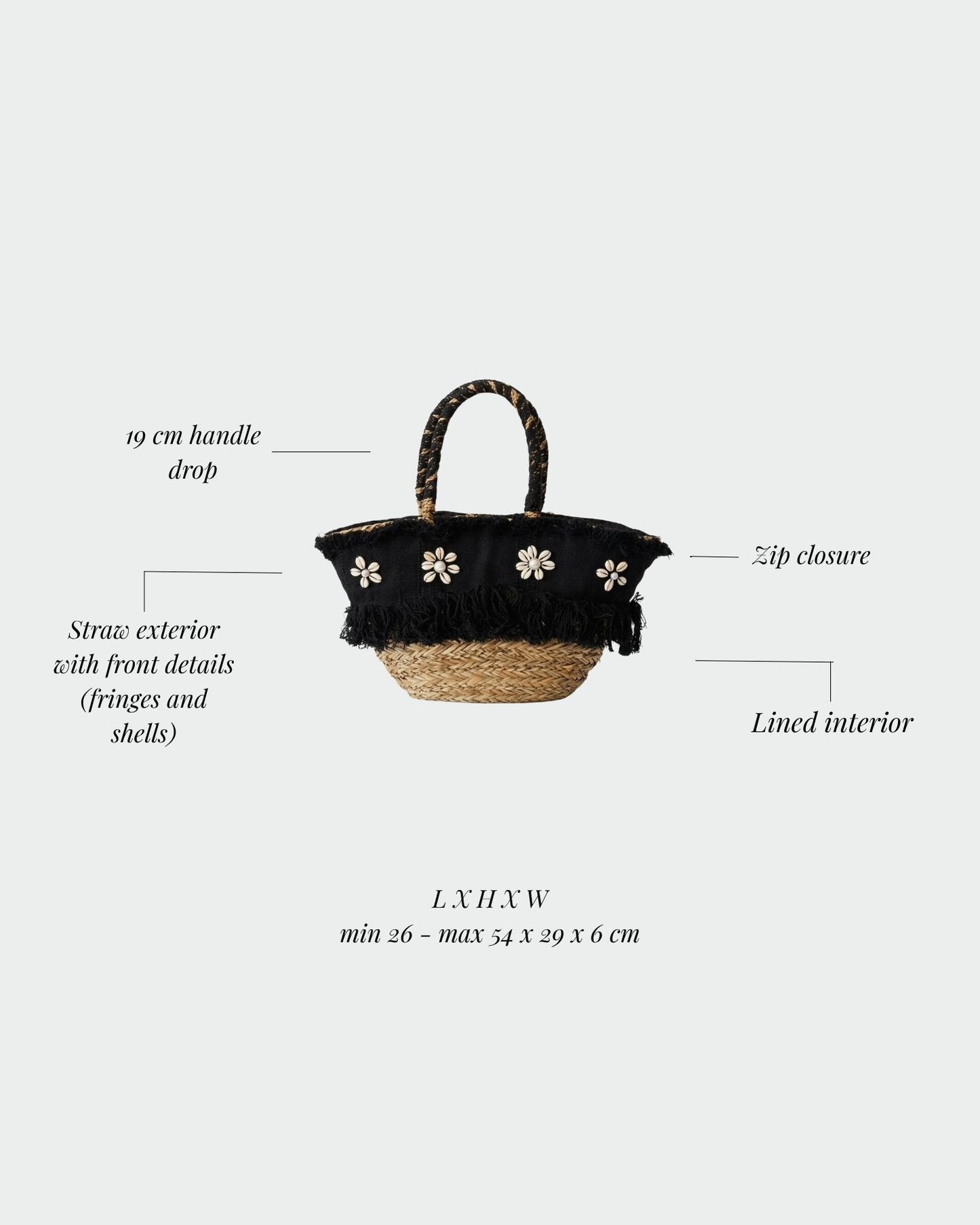 CORAL Straw Bag - BLACK