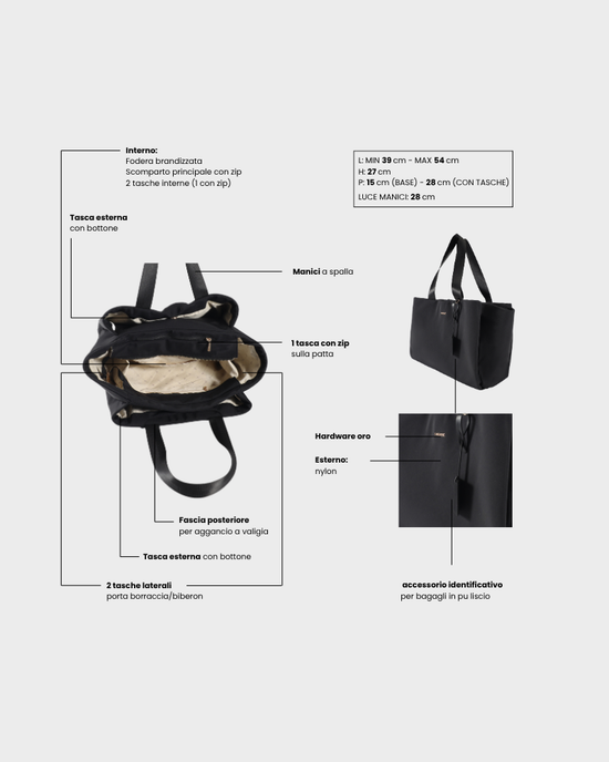 Borsa organizer MOMMY BAG - BLACK MOON GOLD