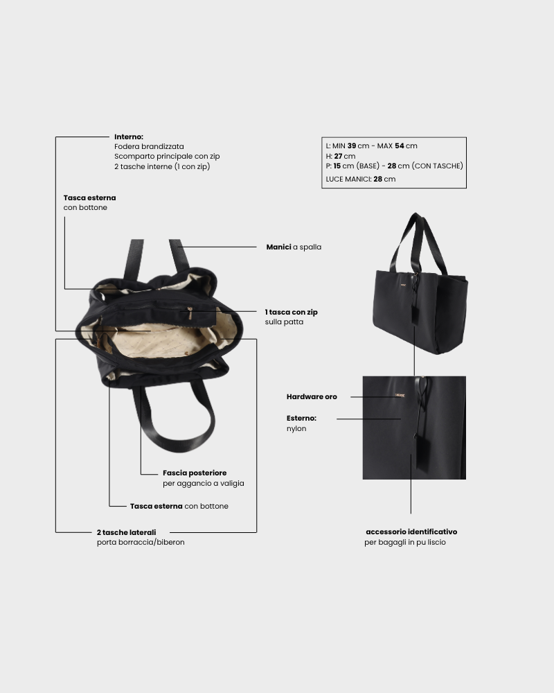 Borsa organizer MOMMY BAG - BLACK MOON GOLD