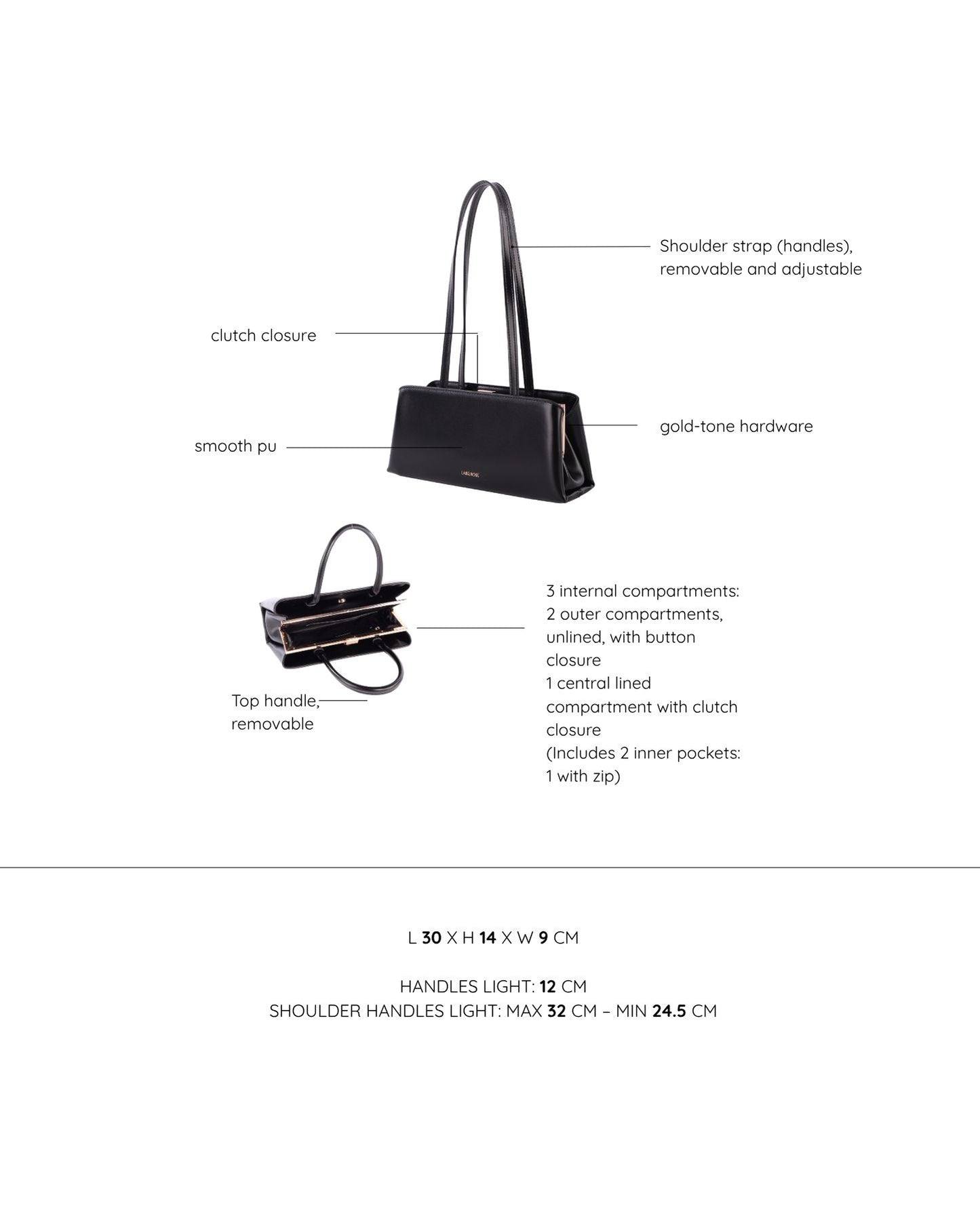 Borsa a mano PEARL- BLACK GOLD
