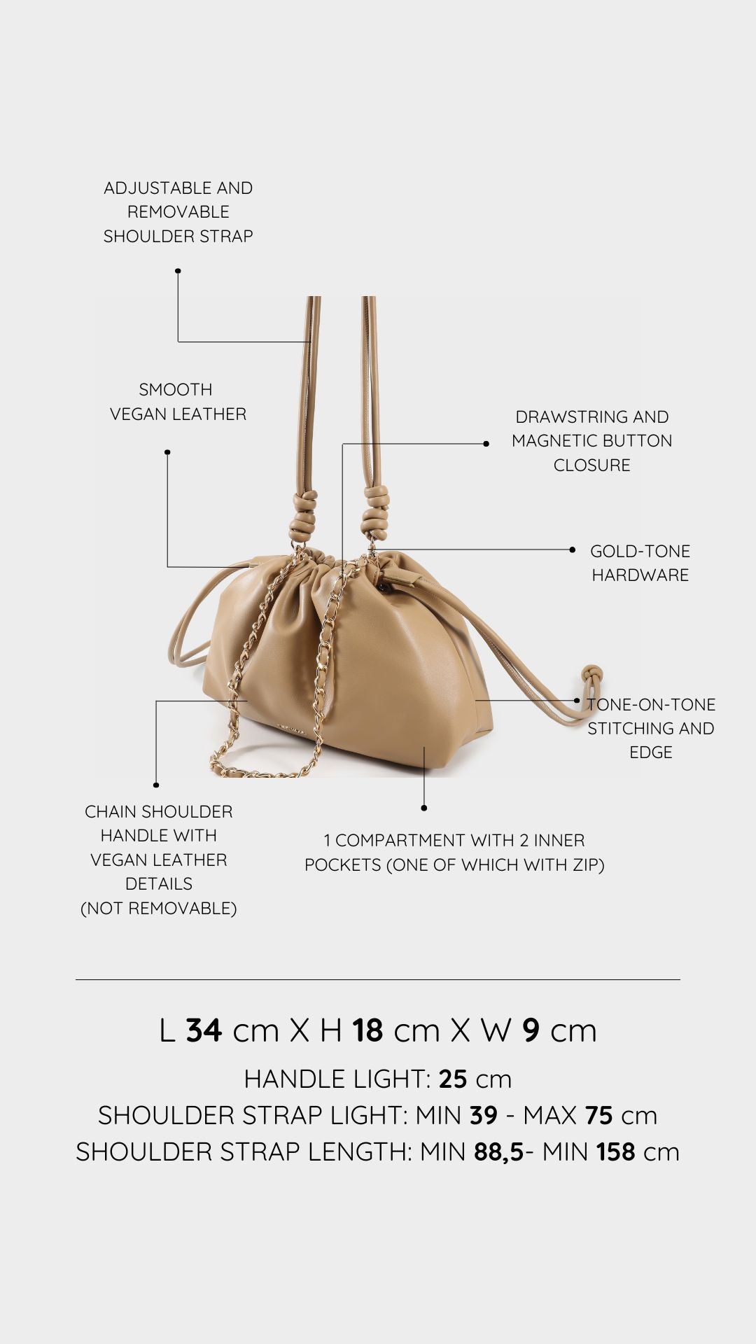 Borsa a tracolla JUDY - BEIGE