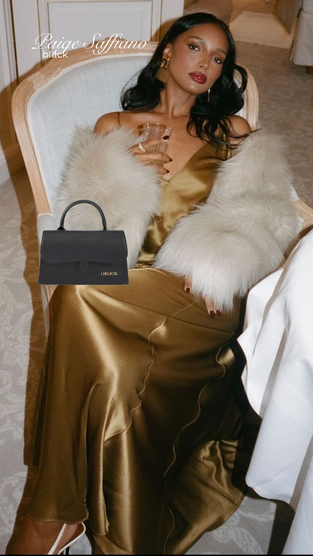 Borsa a mano PAIGE SAFFIANO - BLACK