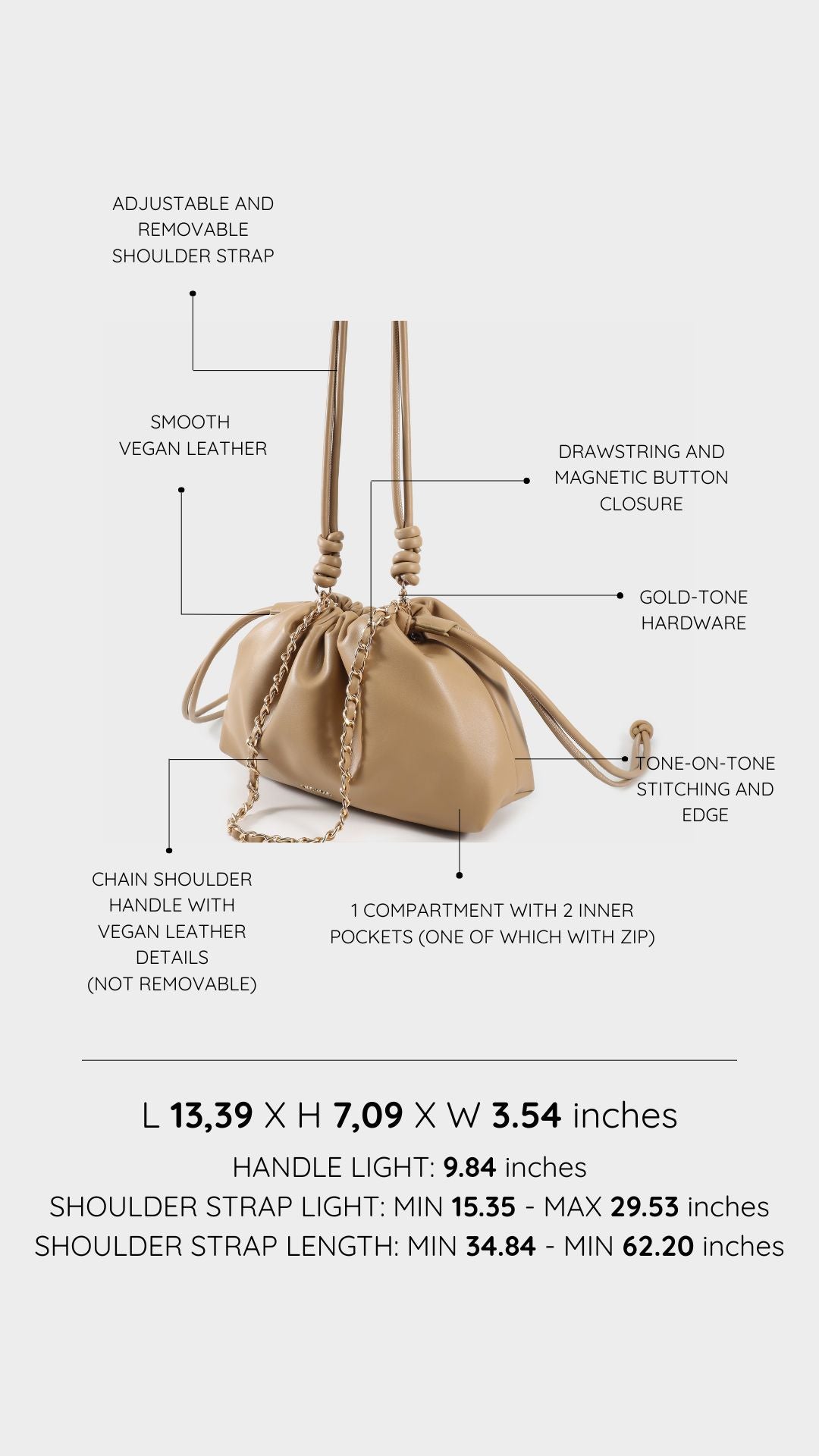 Borsa a tracolla JUDY - BEIGE
