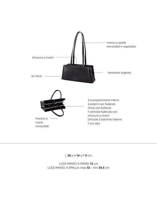 Borsa a mano PEARL- BLACK SILVER