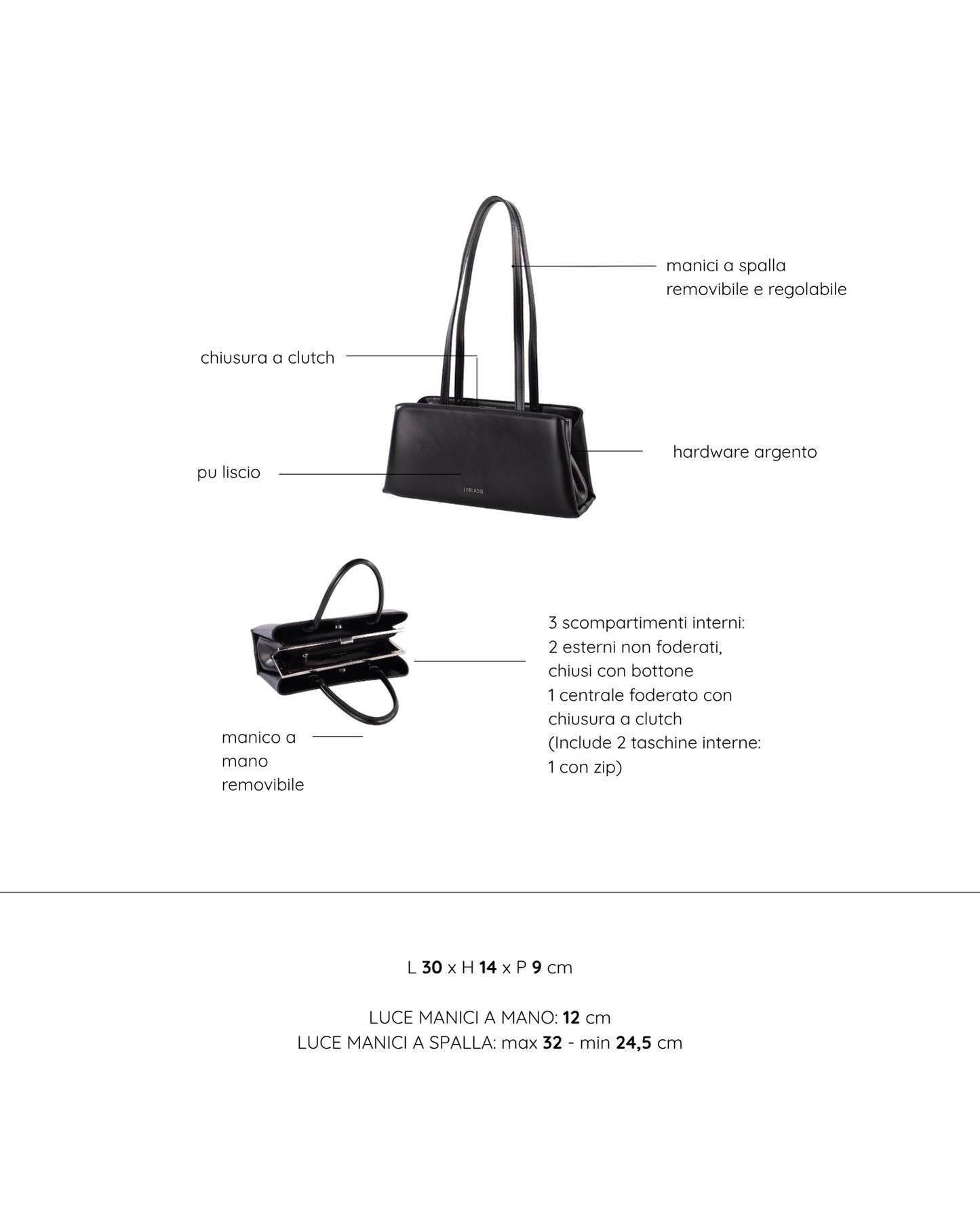 Borsa a mano PEARL- BLACK SILVER