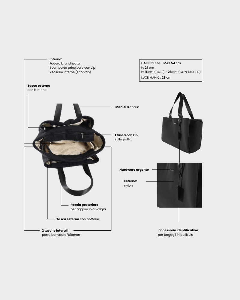 Borsa organizer MOMMY BAG - BLACK MOON SILVER