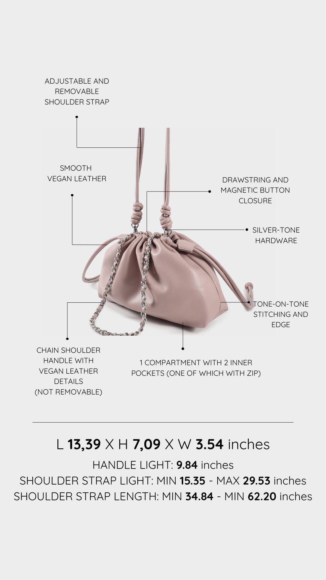 Borsa a tracolla JUDY - DUSTY MAUVE