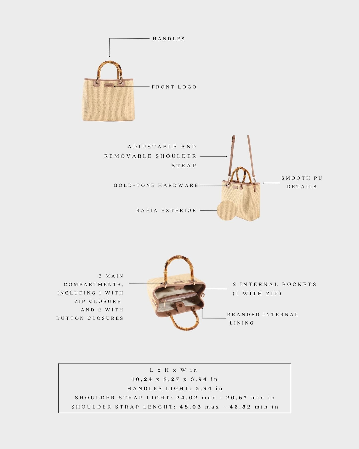Borsa a mano MARGOT BIG BAMBOO  LE - SAND BEIGE