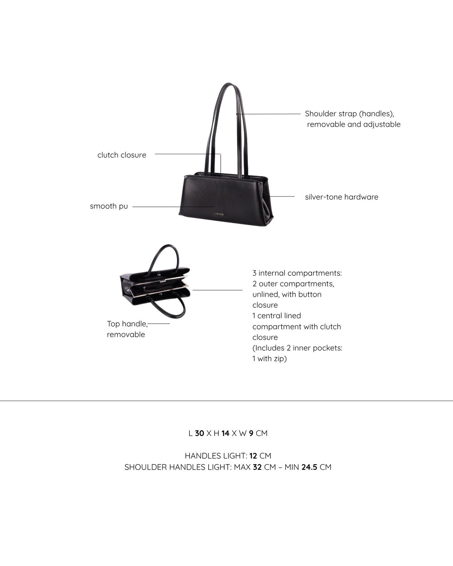 Borsa a mano PEARL- BLACK SILVER