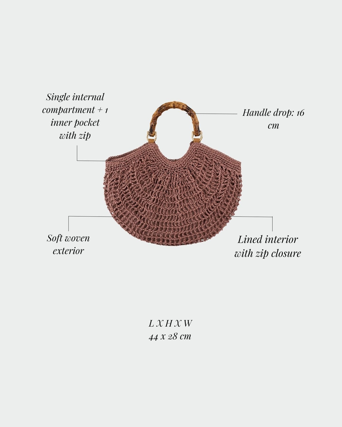 Borsa in paglia ABYSS - MAUVE