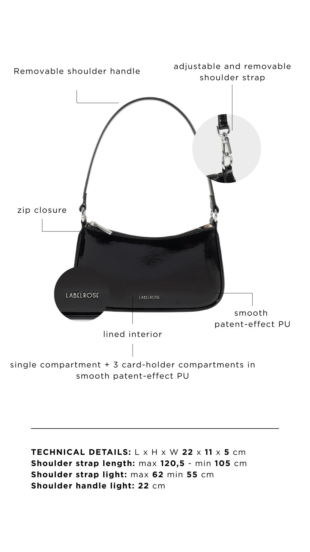 Borsa a spalla EMMA VERNICE - BLACK