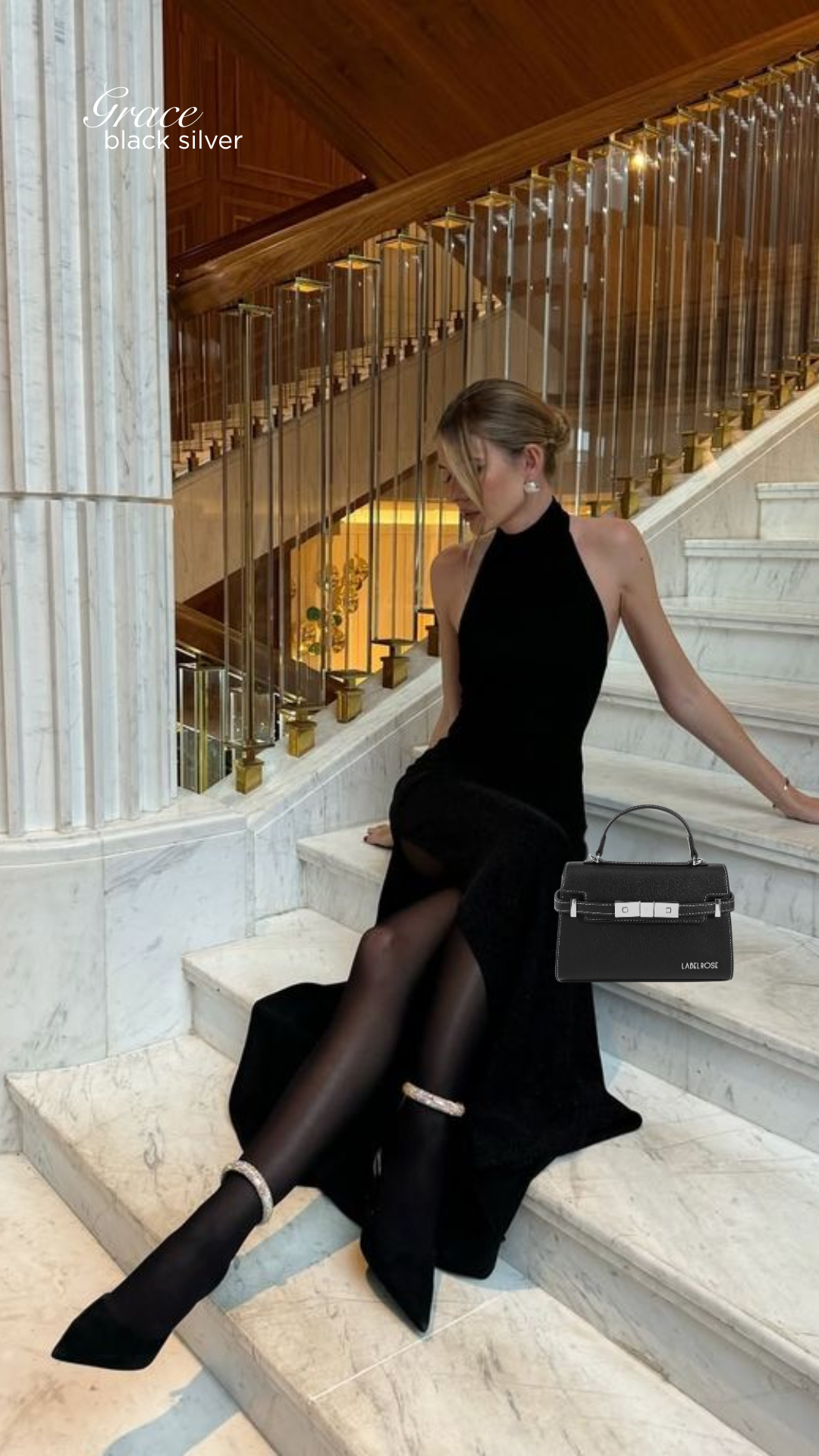 Borsa a mano GRACE 20X14 - BLACK SILVER