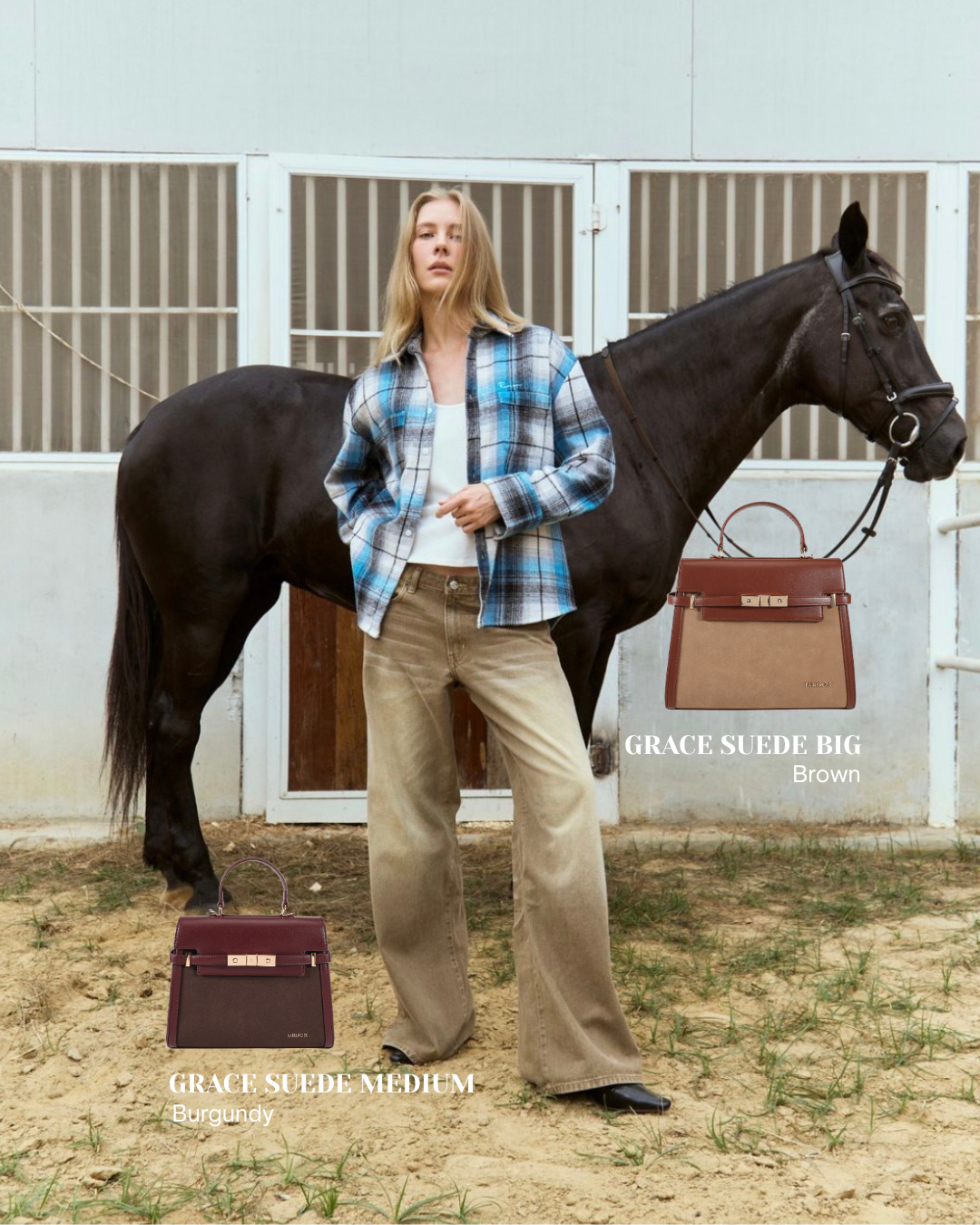 Borsa a mano GRACE SUEDE BIG - BROWN