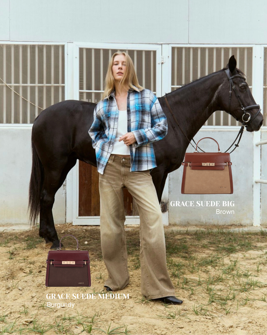 GRACE SUEDE MEDIUM handbag - BURGUNDY