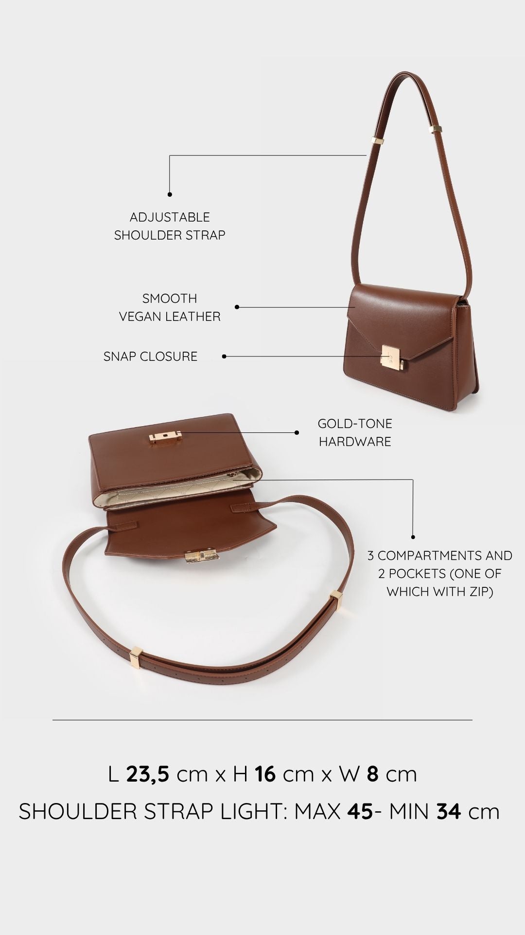 Borsa a tracolla AURA - BROWN
