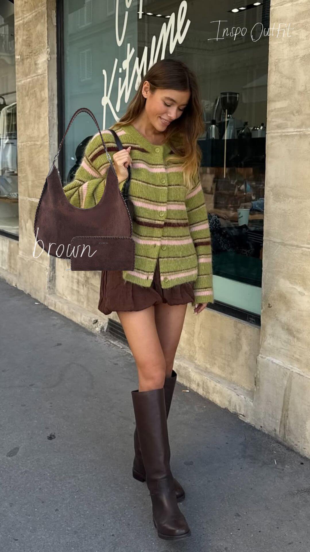BORSA A SPALLA AURORA - BROWN