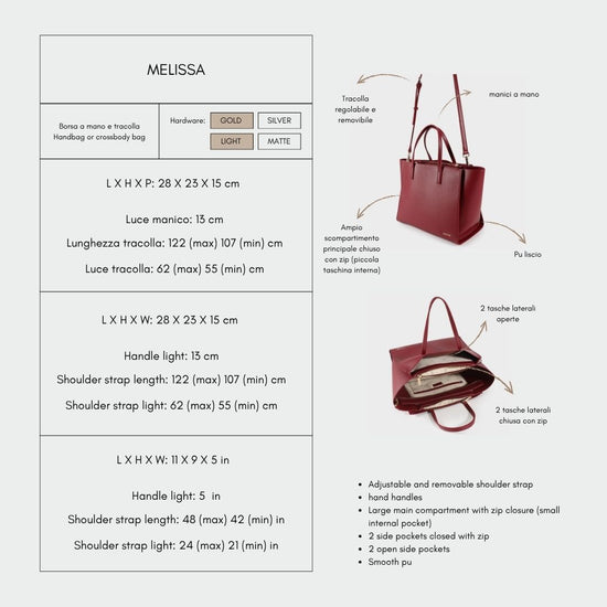 Borsa a mano MELISSA - BURGUNDY