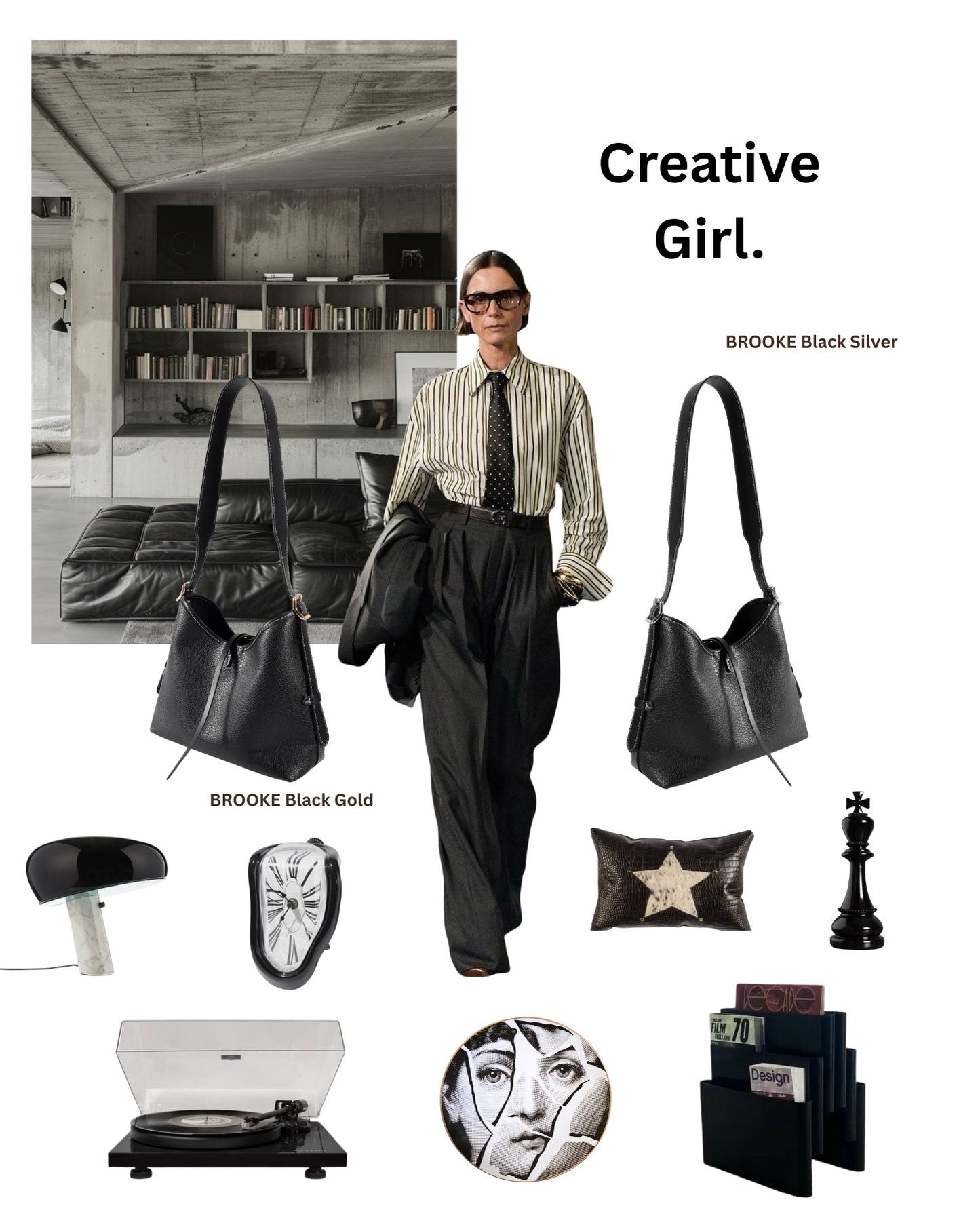 BROOKE Shoulder Bag - BLACK SILVER