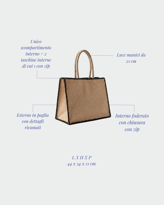 AZURE straw bag - BLACK