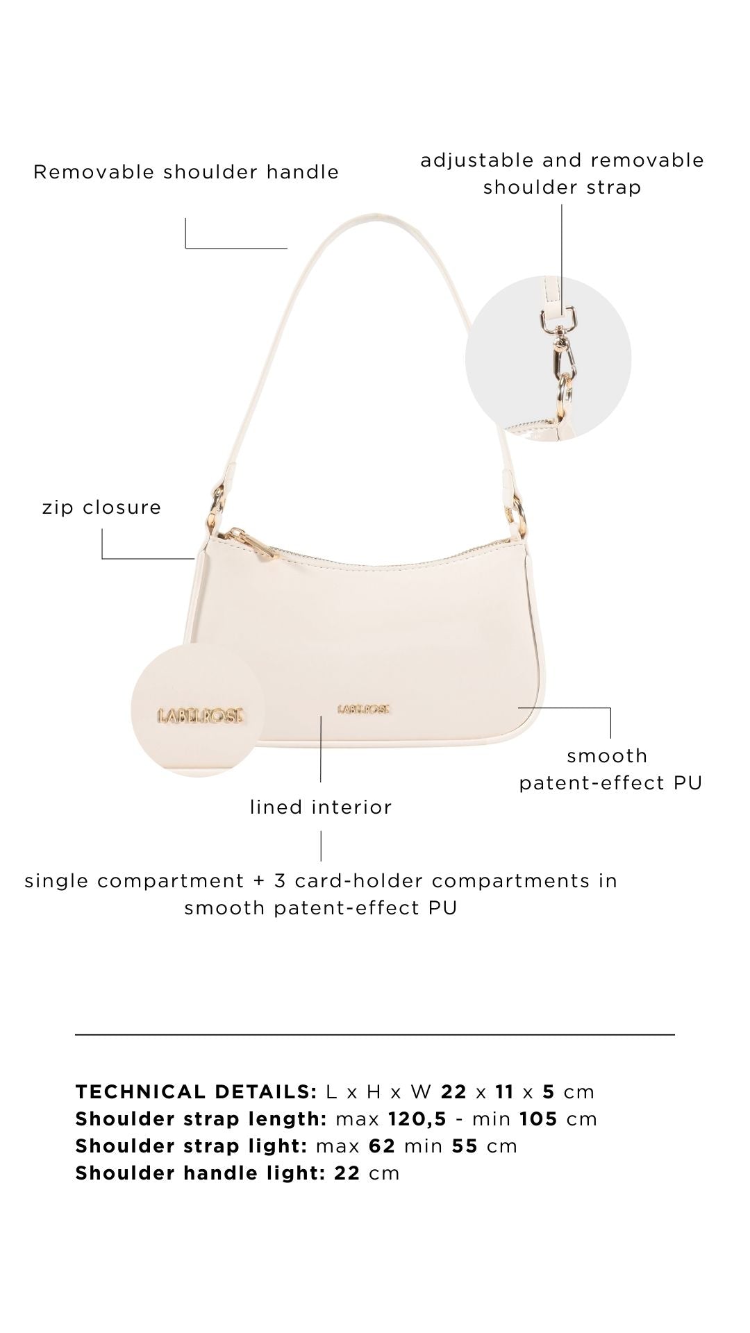 Borsa a spalla EMMA VERNICE - CREAM