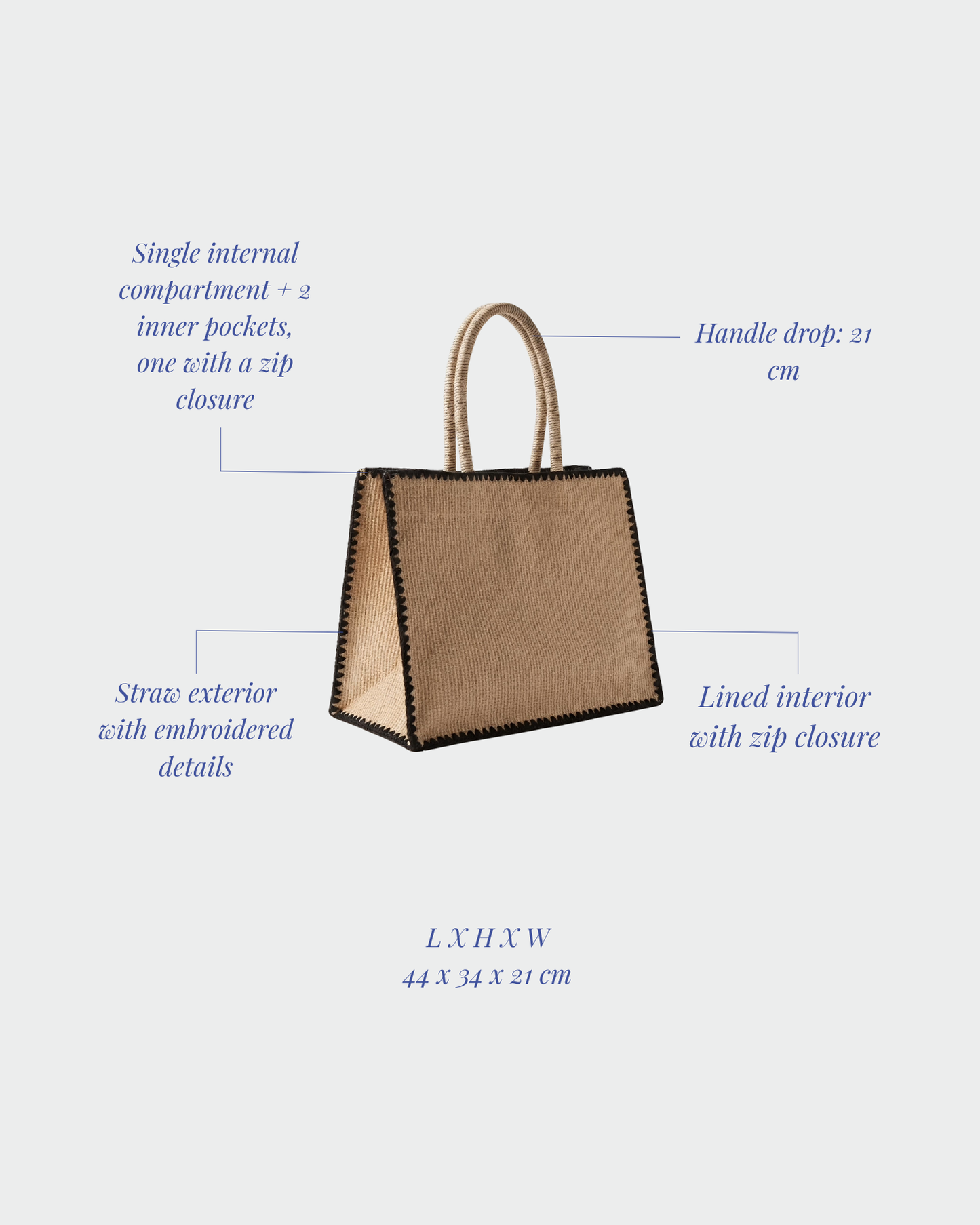 AZURE straw bag - BLACK