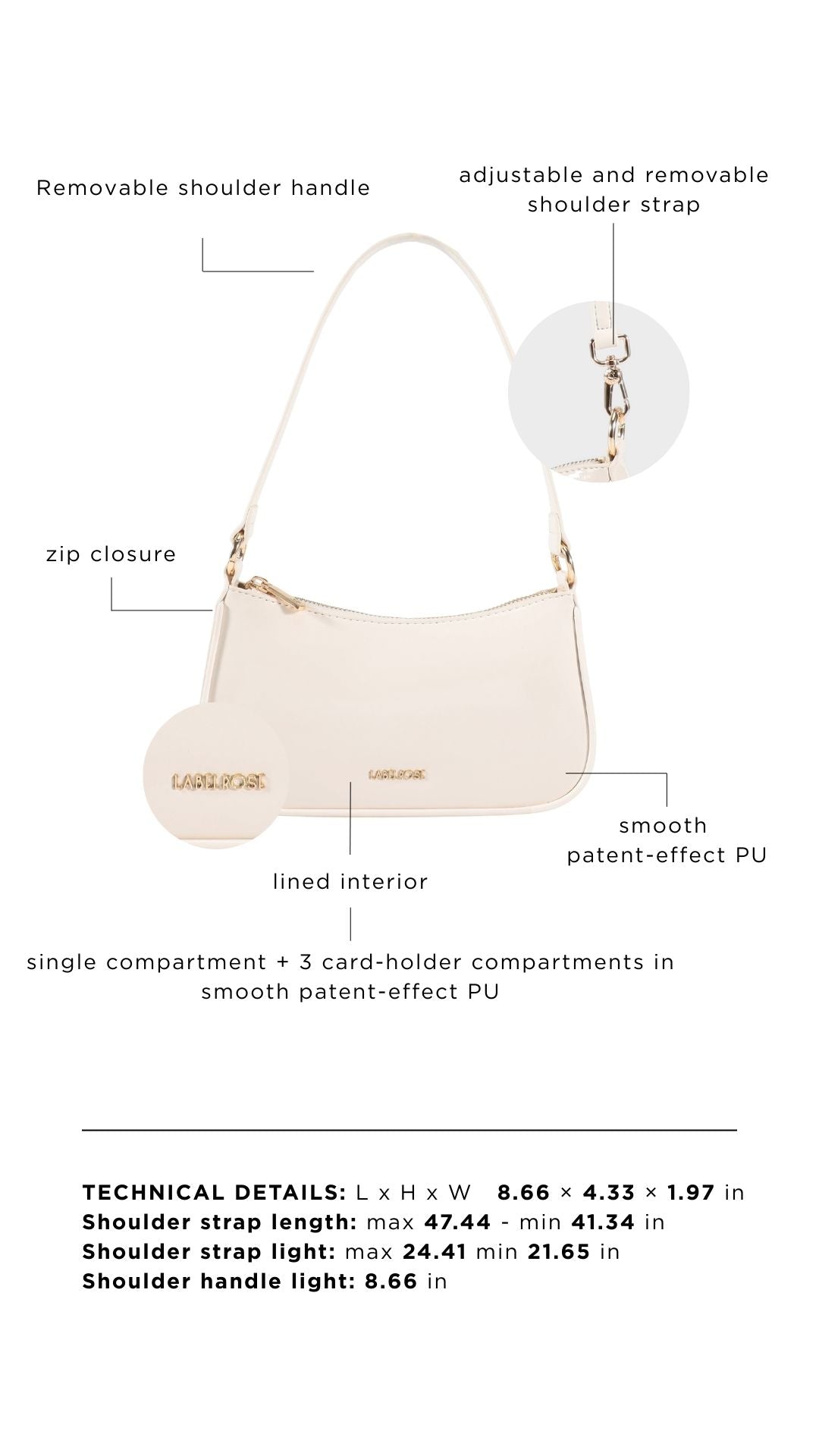 Borsa a spalla EMMA VERNICE - CREAM