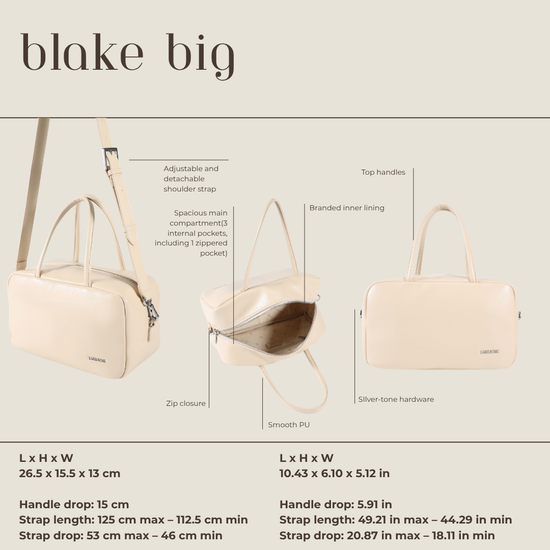 Bolso estilo baúl BLAKE BIG - BLANCO POLVO