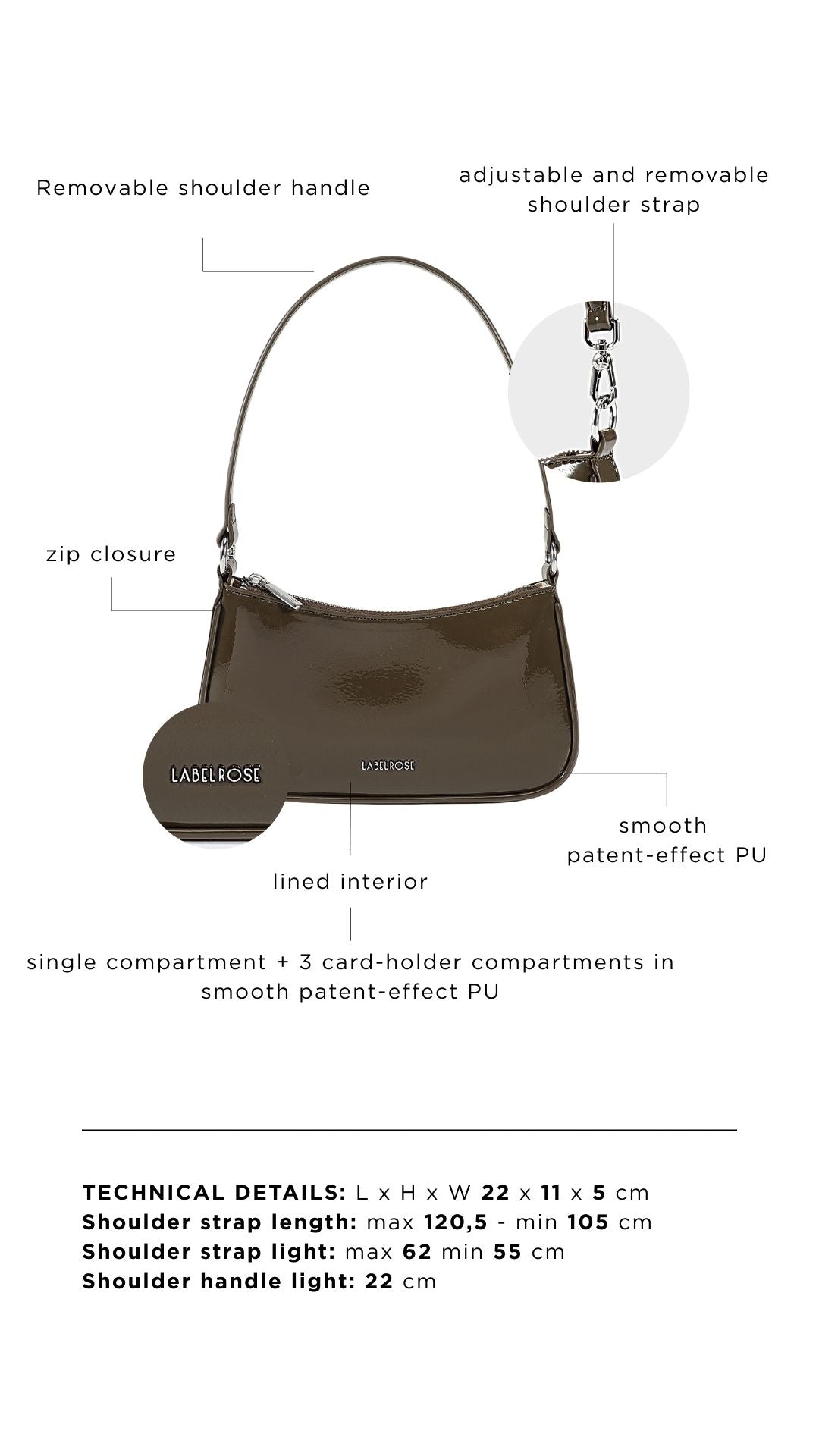 Borsa a spalla EMMA VERNICE - OLIVE