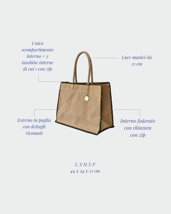 AZURE straw bag - DARK GREEN
