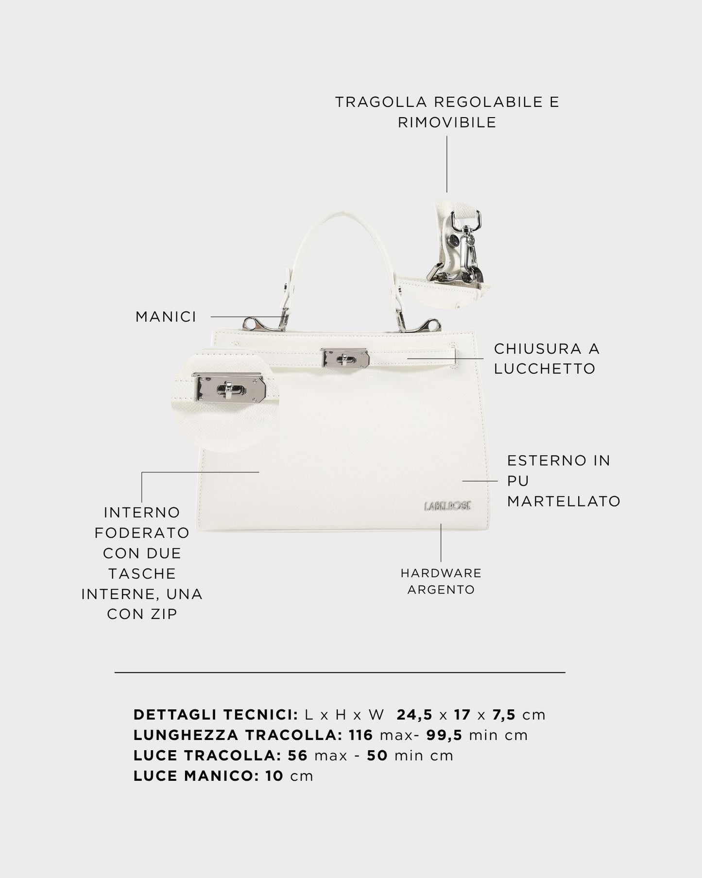 Borsa a mano PARIS SMALL- ARTIC WHITE