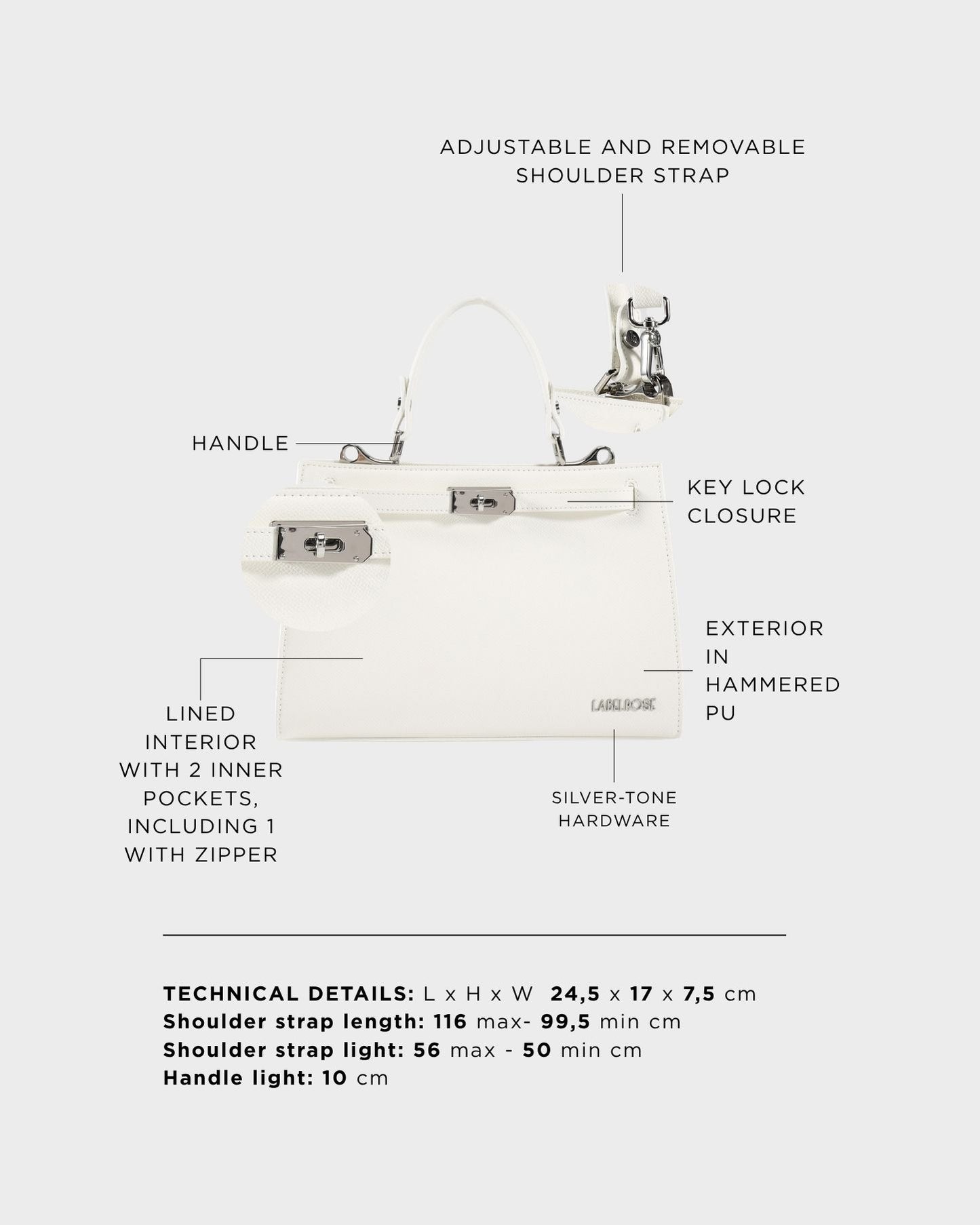 Borsa a mano PARIS SMALL- ARTIC WHITE