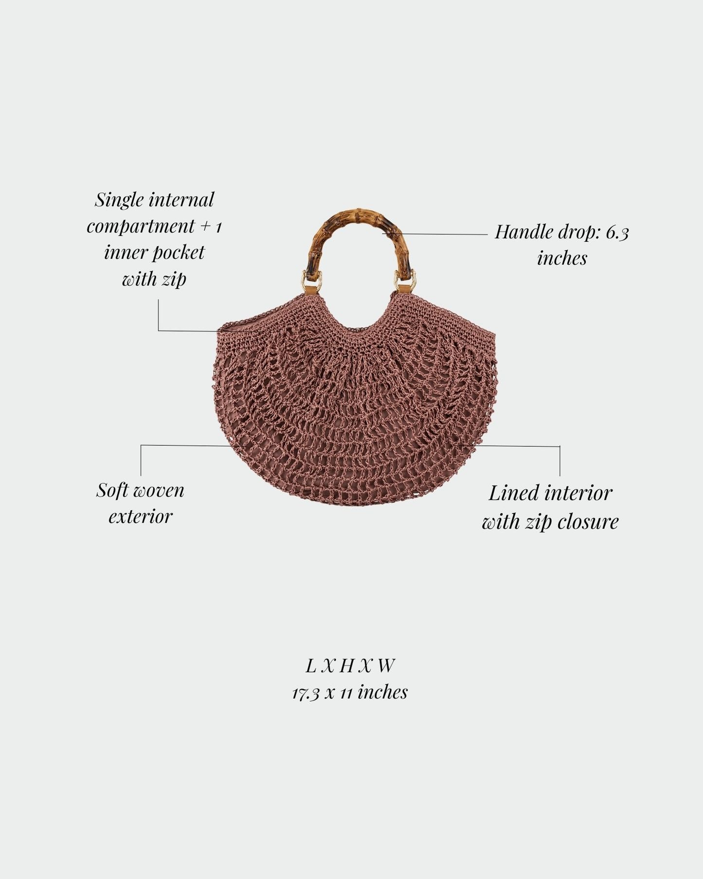 Borsa in paglia ABYSS - MAUVE