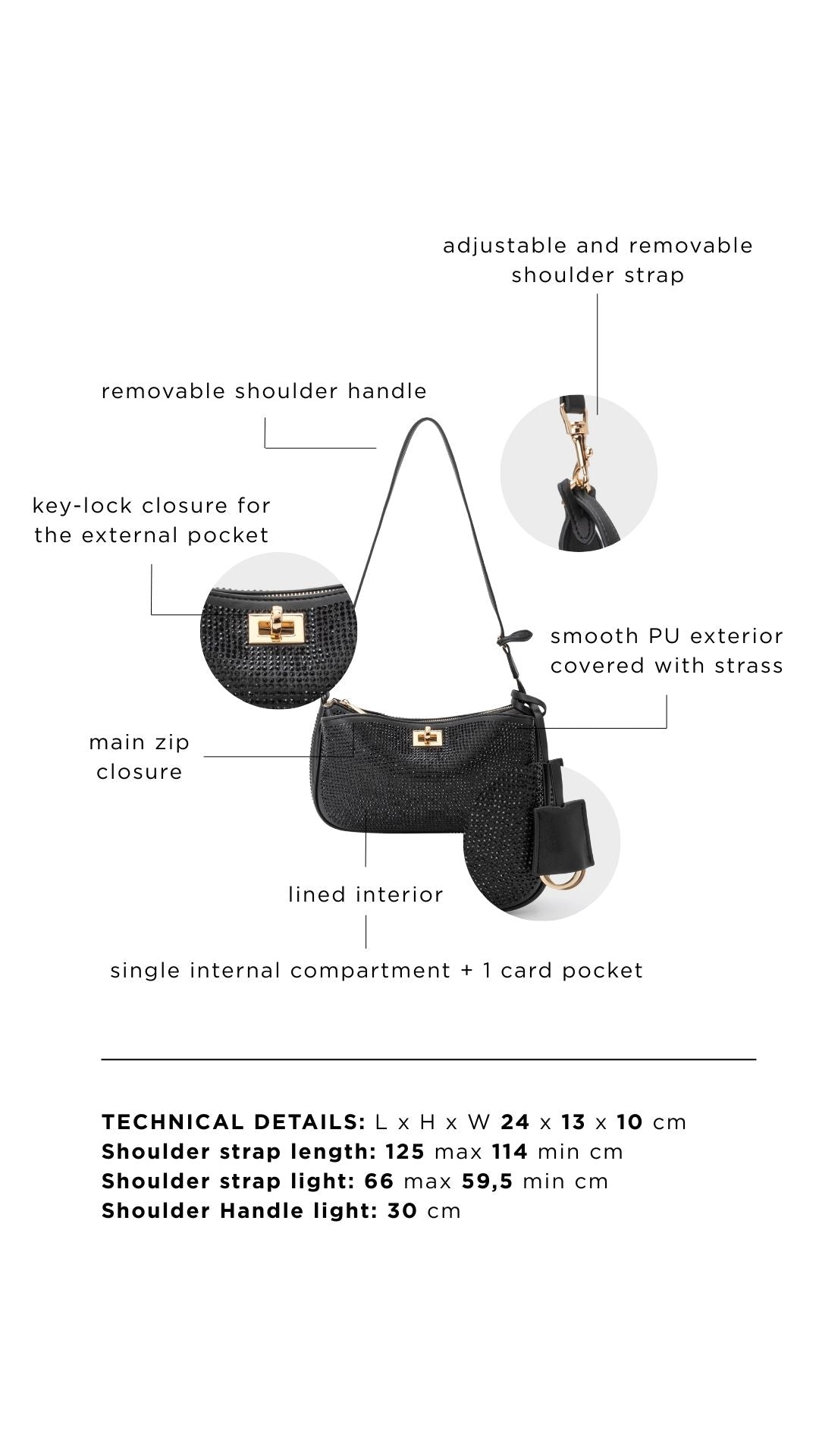 Borsa a spalla TIARA - BLACK GOLD